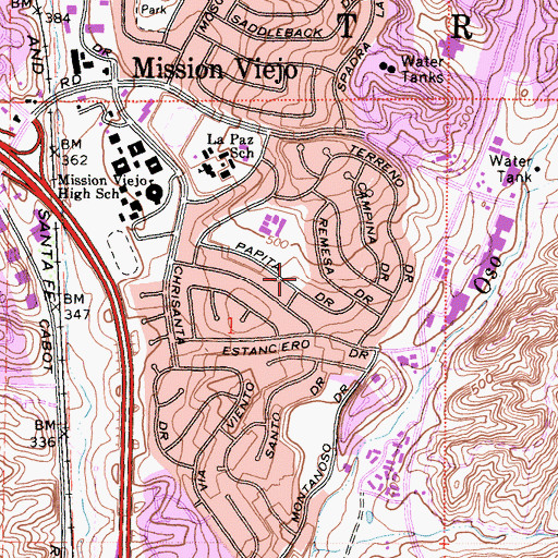 Topographic Map of Linda Vista Park, CA