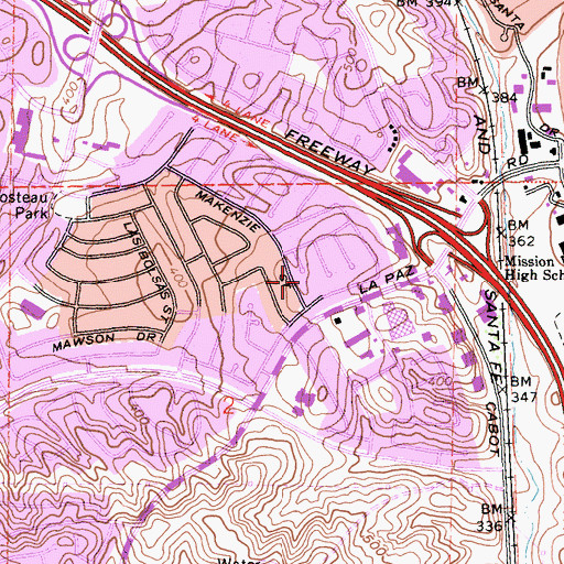 Topographic Map of Mackenzie Park, CA