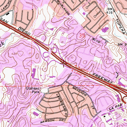 Topographic Map of Marguerite M O'Neill Park, CA