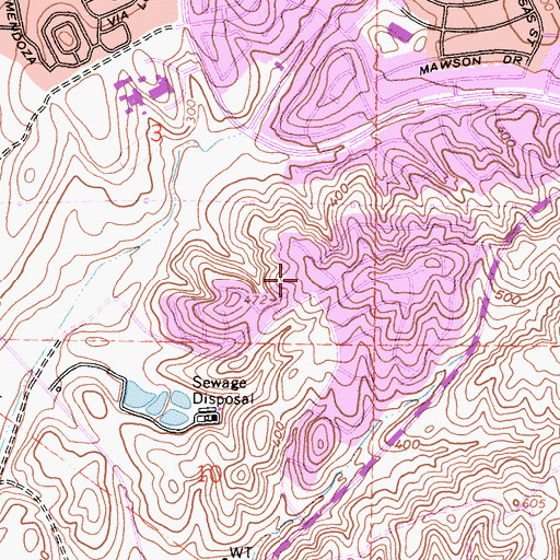 Topographic Map of Mendocino Park, CA