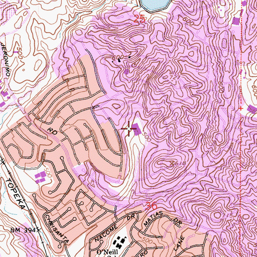 Topographic Map of Montevideo Elementary School, CA