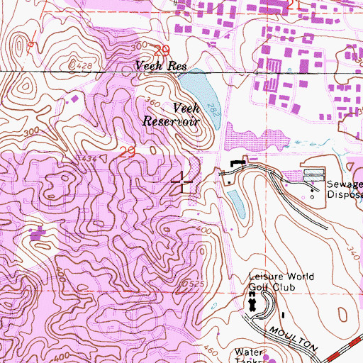 Topographic Map of Moulton Parkway Plaza Shopping Center, CA