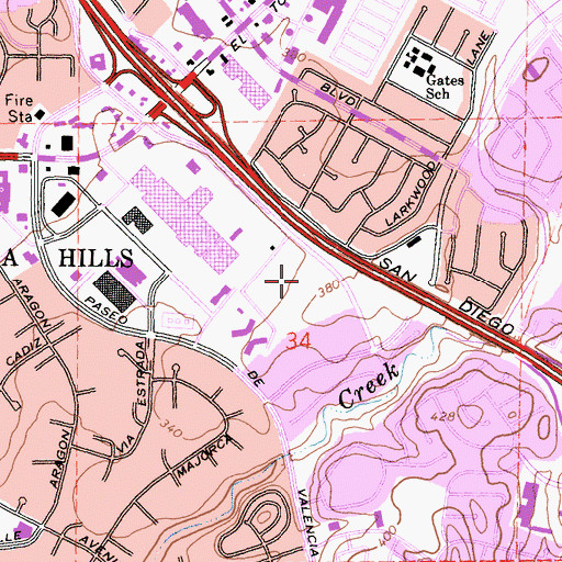 Topographic Map of Oakbrook Village Shopping Center, CA