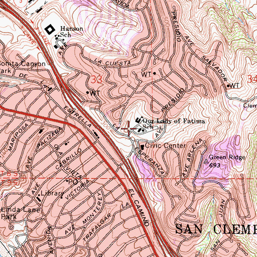 Topographic Map of Our Lady of Fatima Catholic Church, CA