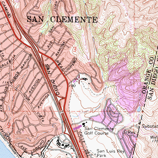Topographic Map of Our Saviors Lutheran Church, CA