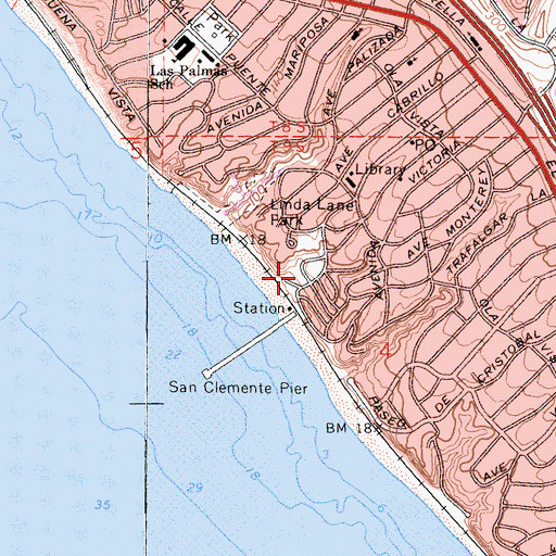 Topographic Map of Parque Del Mar, CA