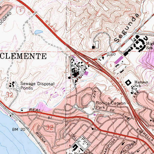 Topographic Map of Pico Plaza Shopping Center, CA