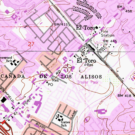 Topographic Map of Plaza El Toro Shopping Center, CA