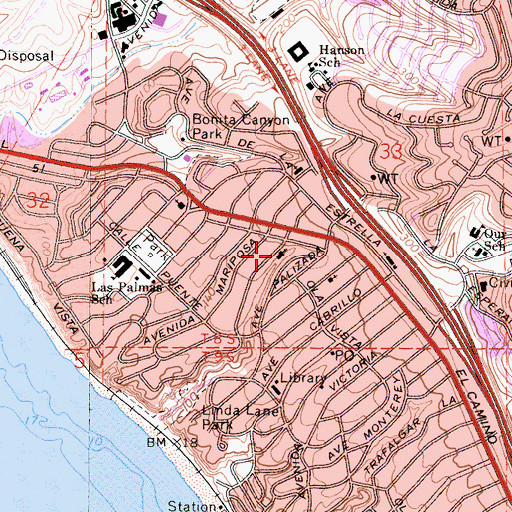 Topographic Map of Saint Michaels Academy, CA