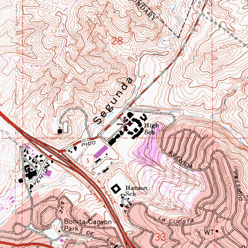 Topographic Map of San Clemente High School, CA