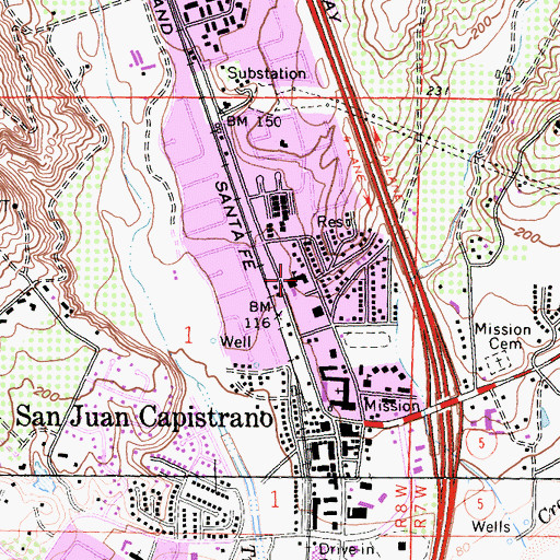 Topographic Map of Serra High School, CA