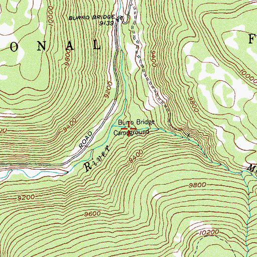 Topographic Map of Burro Bridge Campground, CO