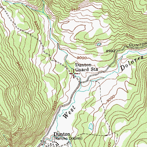 Topographic Map of Dunton Guard Station, CO