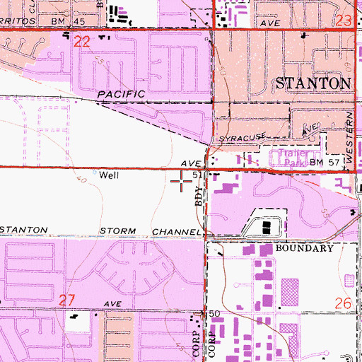 Topographic Map of Cypress Plaza Shopping Center, CA