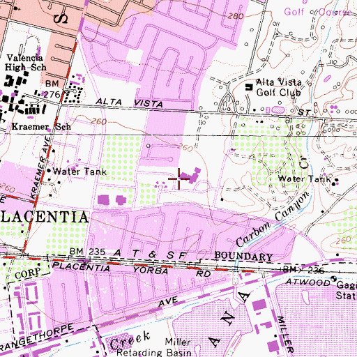 Topographic Map of John O Tynes Elementary School, CA
