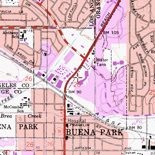 Topographic Map of McComber Shopping Center, CA