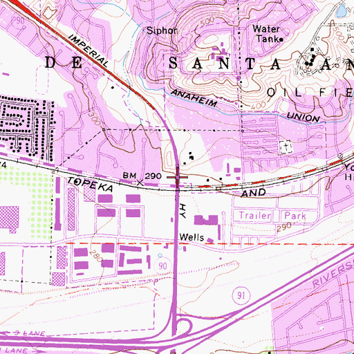Topographic Map of Esperanza Village Shopping Center, CA