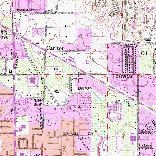 Topographic Map of Linda Plaza Shopping Center, CA