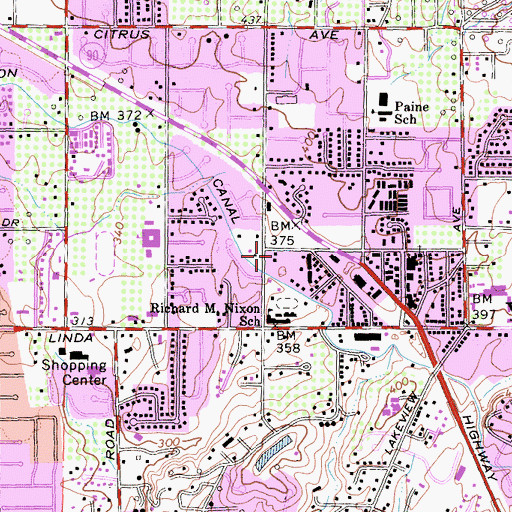 Topographic Map of Post Office Plaza Shopping Center, CA