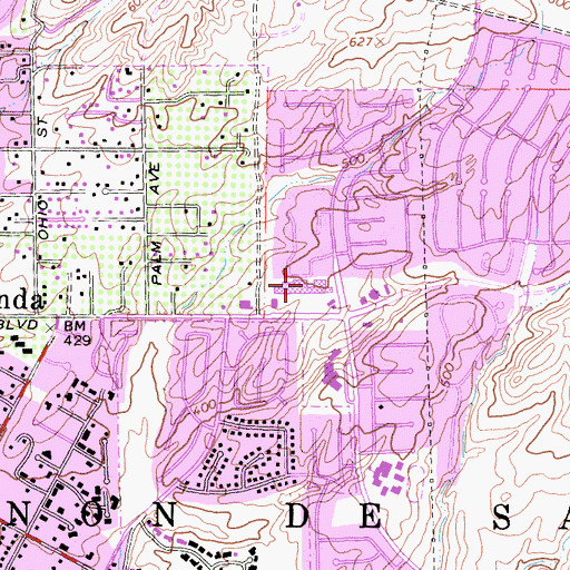 Topographic Map of The Country Club Shopping Center, CA