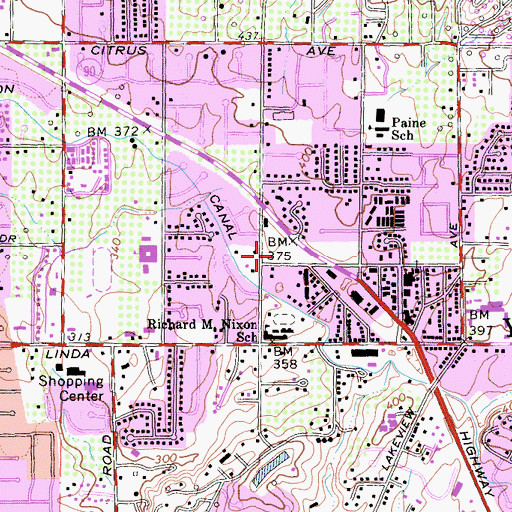 Topographic Map of Yorba Linda Post Office, CA