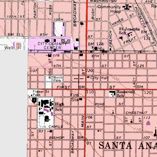 Topographic Map of Builders Exchange Building, CA