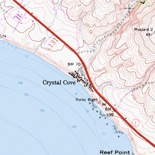 Topographic Map of Crystal Cove Historic District, CA