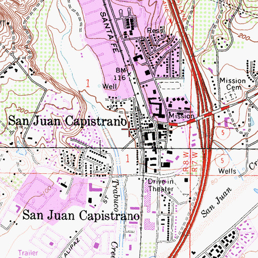 Topographic Map of Los Rio Street Historic District, CA