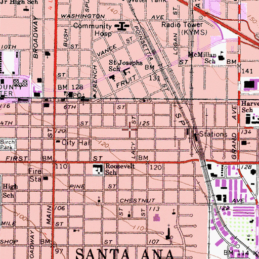 Topographic Map of Pacific Electric Sub-Station Number 14, CA