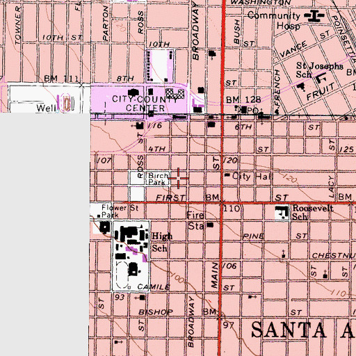 Topographic Map of Santora Building, CA