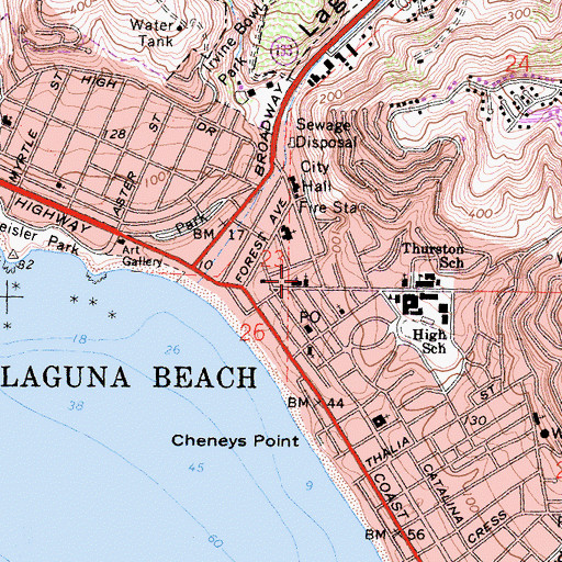 Topographic Map of Cathedral Chapel of Saint Francis By-The Sea, CA