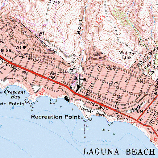 Topographic Map of First Church of Christ Scientist, CA