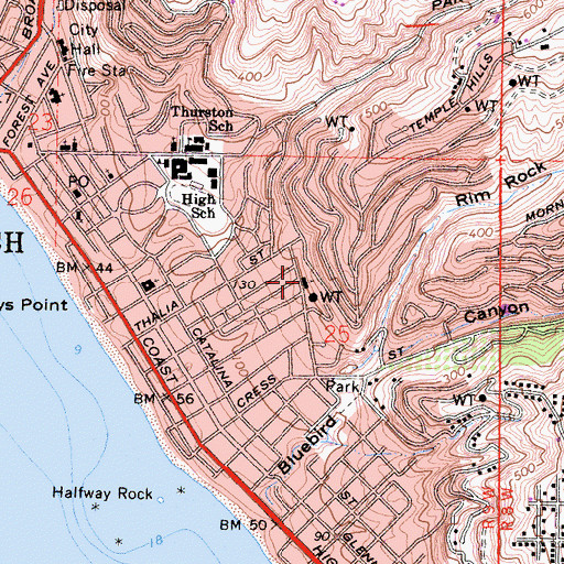 Topographic Map of Saint Catherine Catholic Church, CA