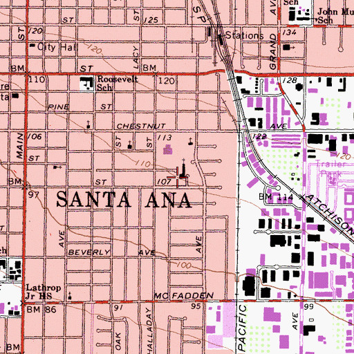 Topographic Map of Adeline C Walker Elementary School, CA