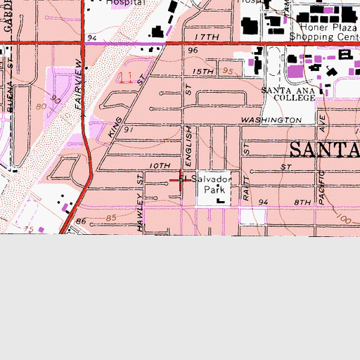 Topographic Map of John C Fremont Elementary School, CA