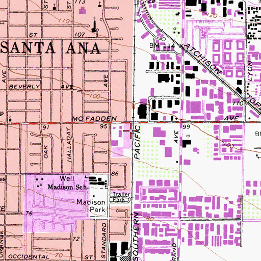 Topographic Map of John F Kennedy Elementary School, CA