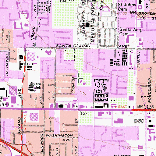 Topographic Map of John Muir Fundamental Elementary School, CA