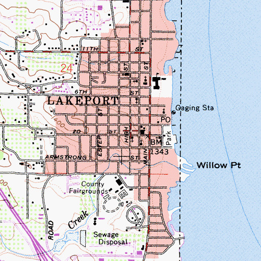 Topographic Map of Lake County Courthouse, CA