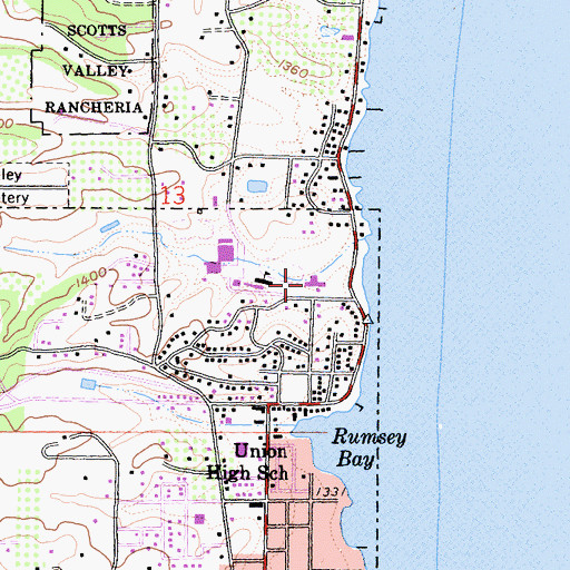 Topographic Map of Lakeport Elementary School, CA