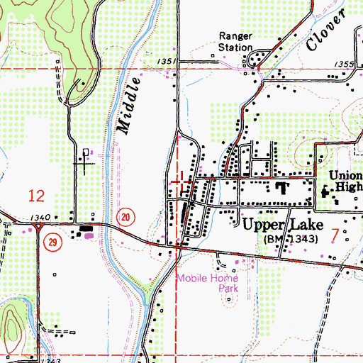 Topographic Map of Upper Lake Branch Lake County Library, CA