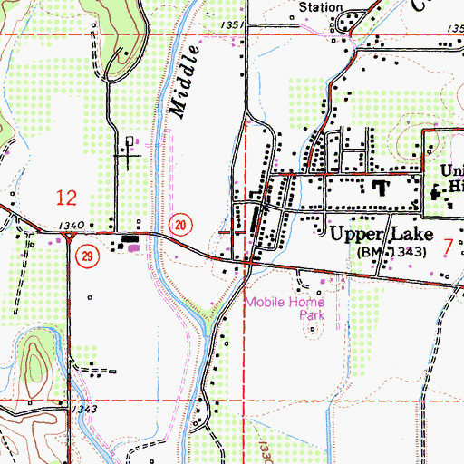 Topographic Map of Upper Lake Post Office, CA