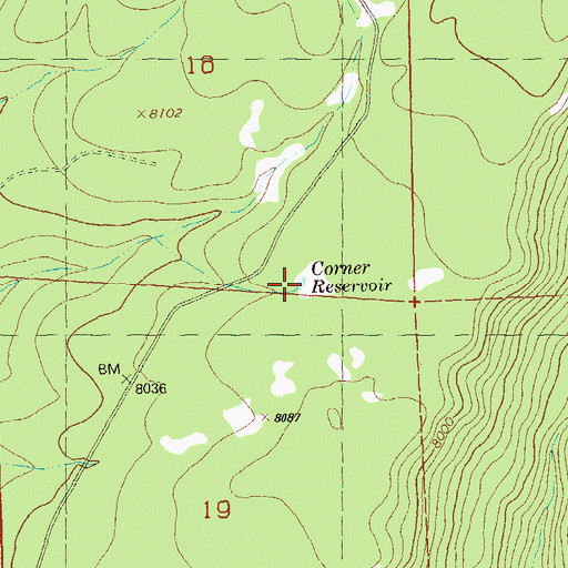 Topographic Map of Corner Reservoir, CO