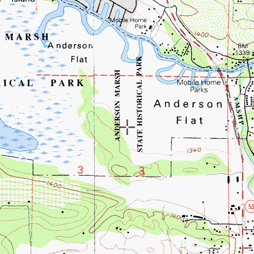 Topographic Map of Anderson Flats Trail, CA