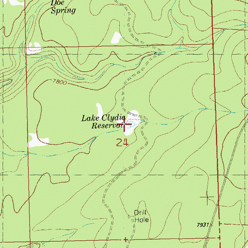 Topographic Map of Lake Clydia Reservoir, CO