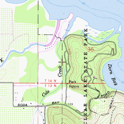 Topographic Map of Cole Creek Campground, CA
