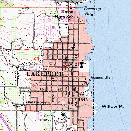 Topographic Map of First Baptist Church, CA