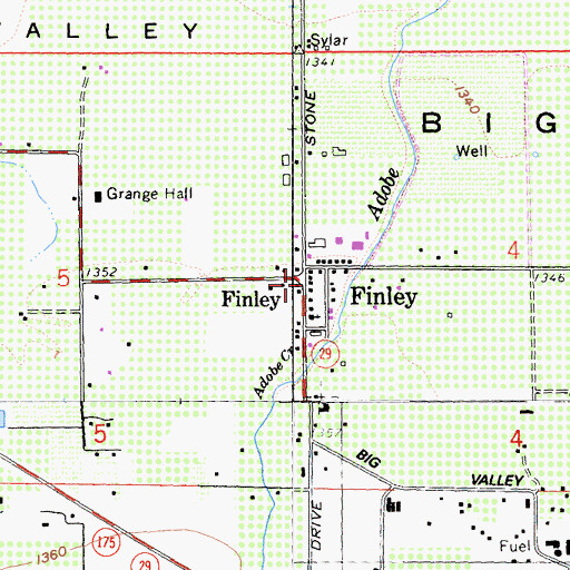 Topographic Map of Finley Post Office, CA