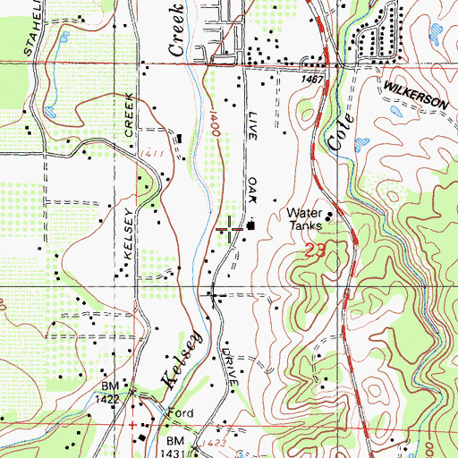 Topographic Map of Grace Evangelical Free Church, CA