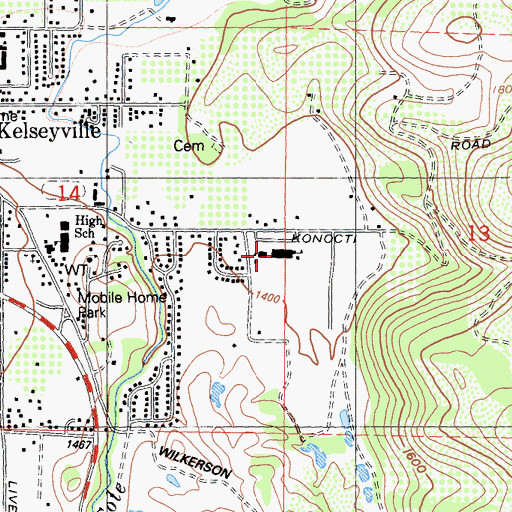 Topographic Map of Kelseyville Elementary School, CA