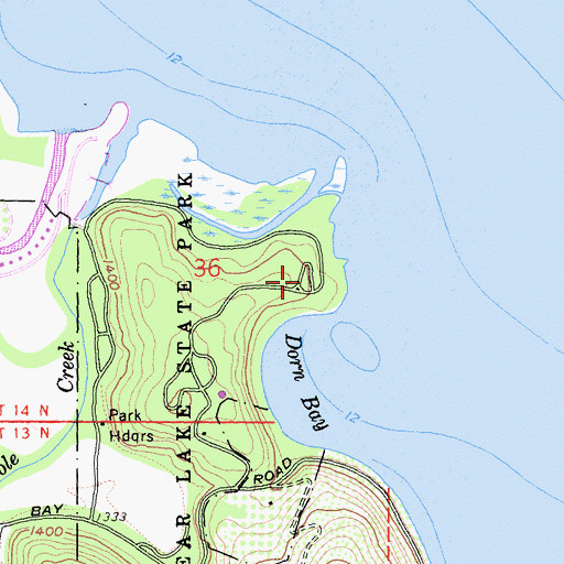 Topographic Map of Lower Bayview Campground, CA